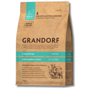 גרנדורף 4 סוגי בשר הוליסטי היפו אלרגני לכלב בוגר 10 ק״ג